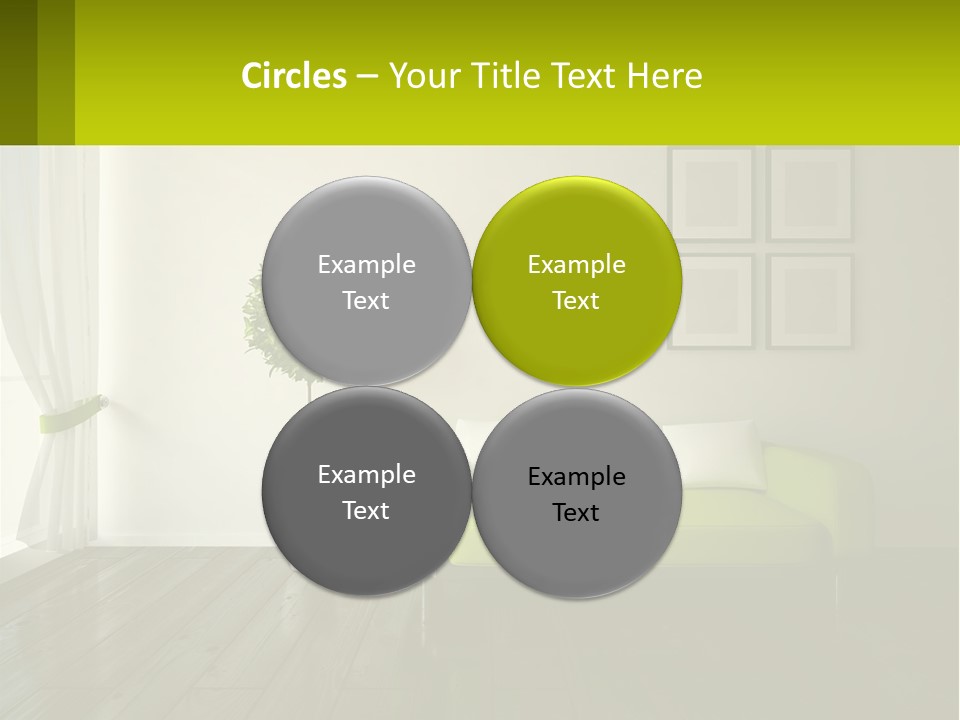 A Green Couch Sitting In A Living Room Next To A Window PowerPoint Template