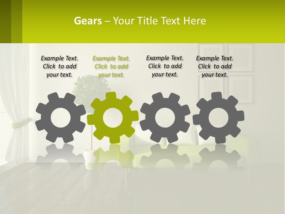 A Green Couch Sitting In A Living Room Next To A Window PowerPoint Template