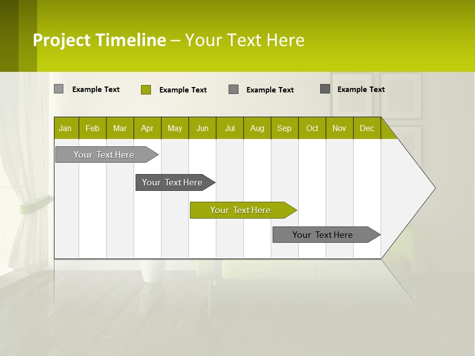 A Green Couch Sitting In A Living Room Next To A Window PowerPoint Template