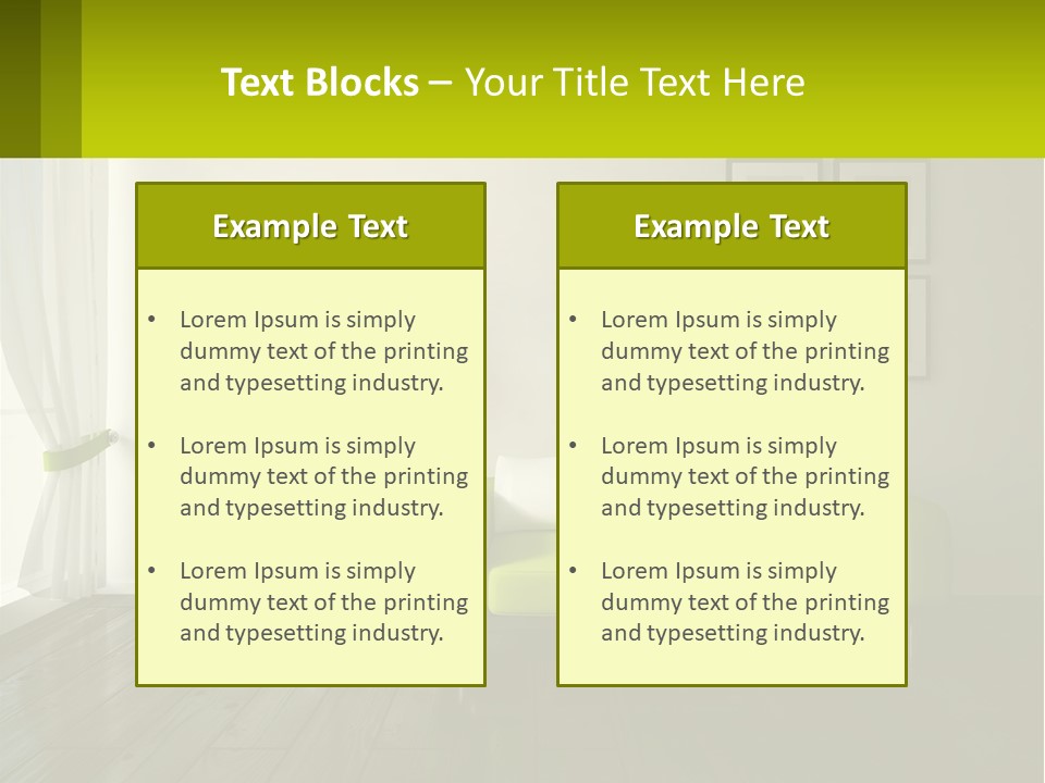 A Green Couch Sitting In A Living Room Next To A Window PowerPoint Template