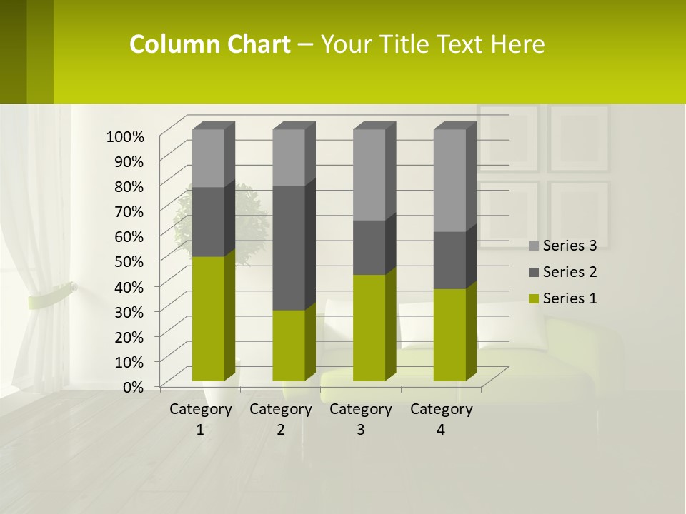 A Green Couch Sitting In A Living Room Next To A Window PowerPoint Template