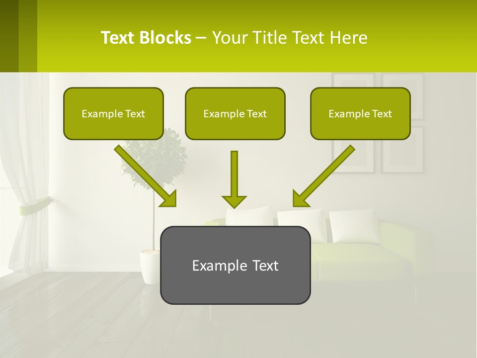 A Green Couch Sitting In A Living Room Next To A Window PowerPoint Template