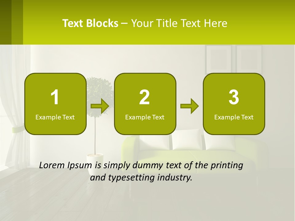 A Green Couch Sitting In A Living Room Next To A Window PowerPoint Template