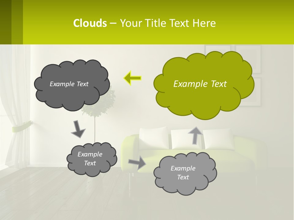 A Green Couch Sitting In A Living Room Next To A Window PowerPoint Template