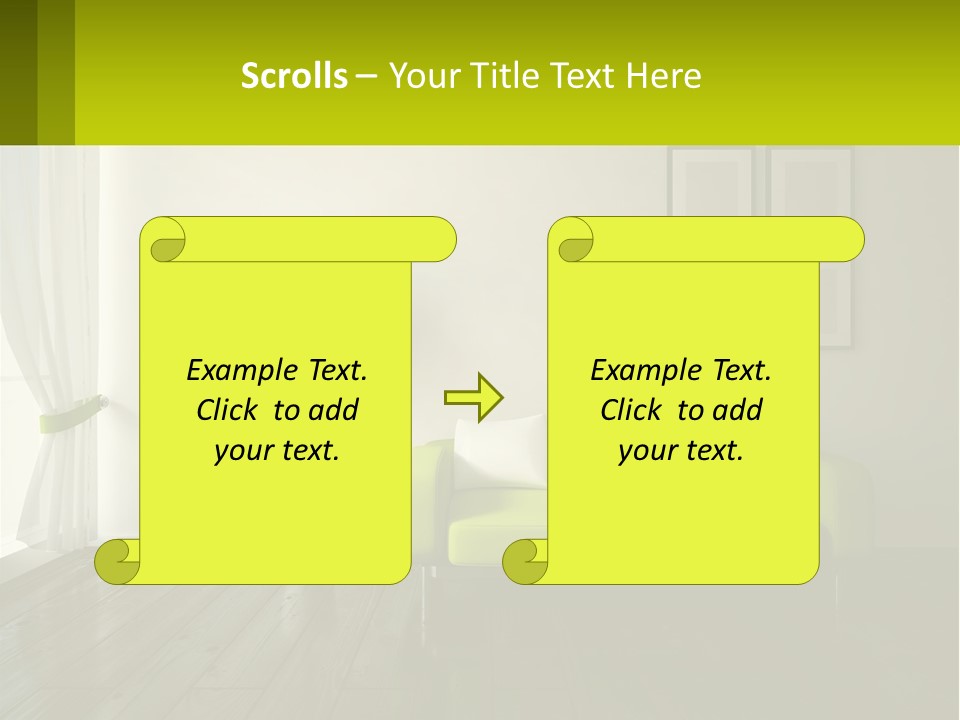 A Green Couch Sitting In A Living Room Next To A Window PowerPoint Template
