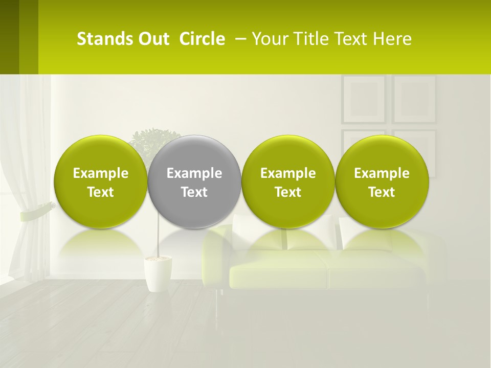 A Green Couch Sitting In A Living Room Next To A Window PowerPoint Template