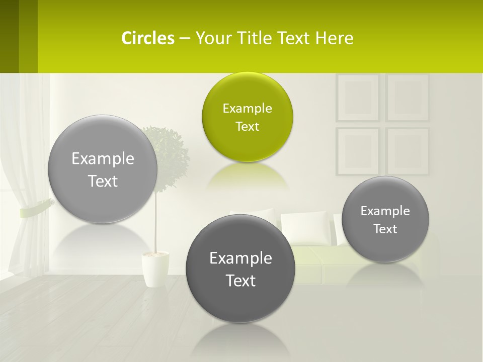 A Green Couch Sitting In A Living Room Next To A Window PowerPoint Template