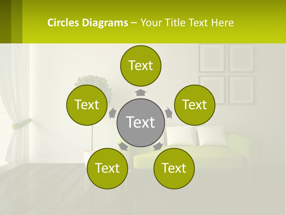 A Green Couch Sitting In A Living Room Next To A Window PowerPoint Template