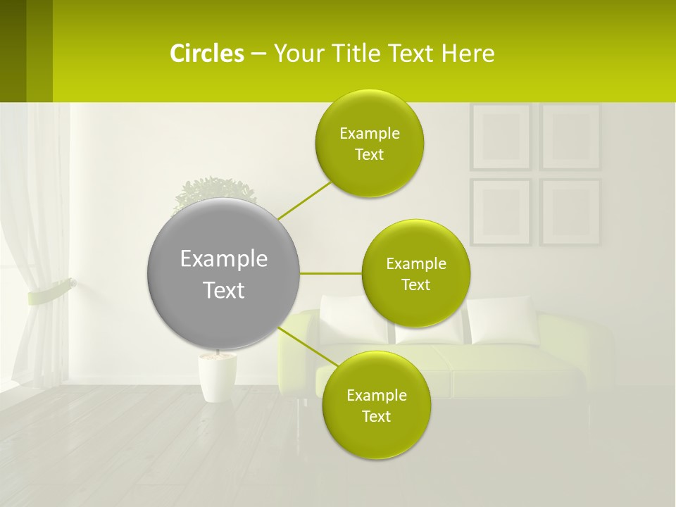 A Green Couch Sitting In A Living Room Next To A Window PowerPoint Template