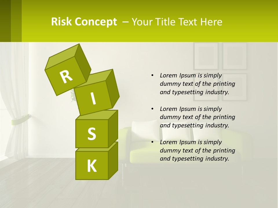 A Green Couch Sitting In A Living Room Next To A Window PowerPoint Template