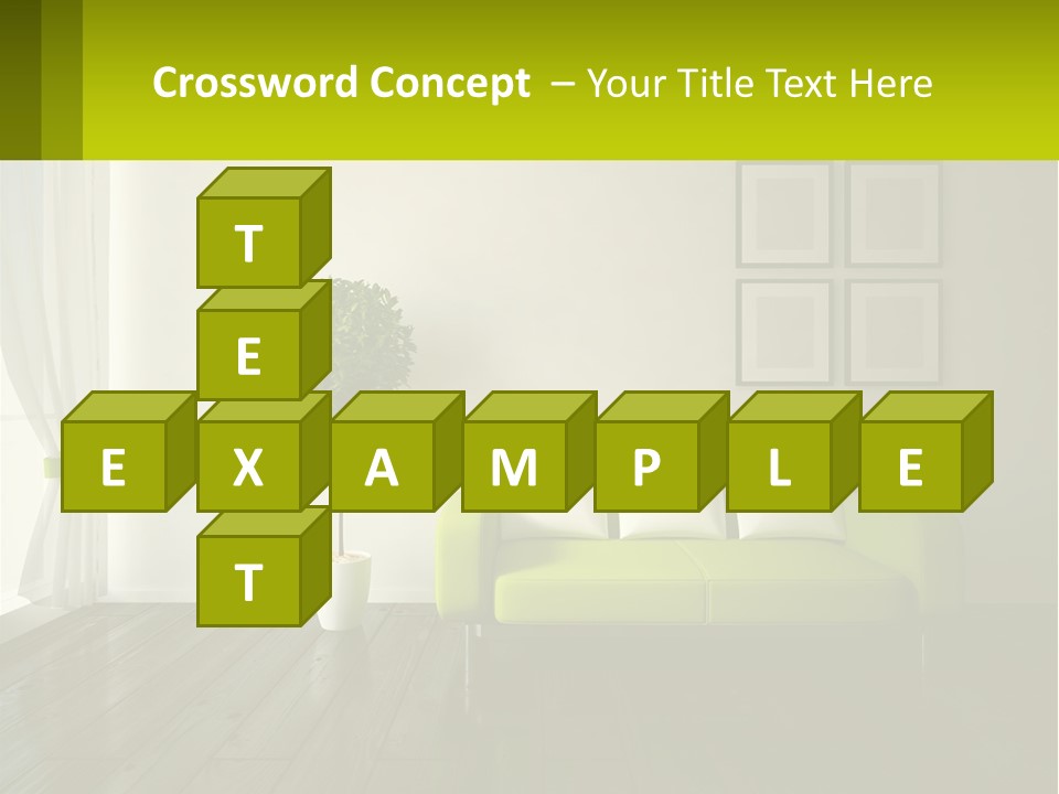 A Green Couch Sitting In A Living Room Next To A Window PowerPoint Template