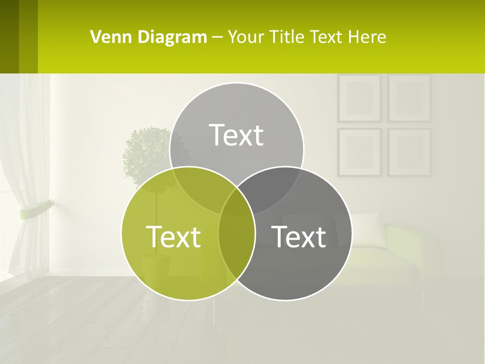 A Green Couch Sitting In A Living Room Next To A Window PowerPoint Template