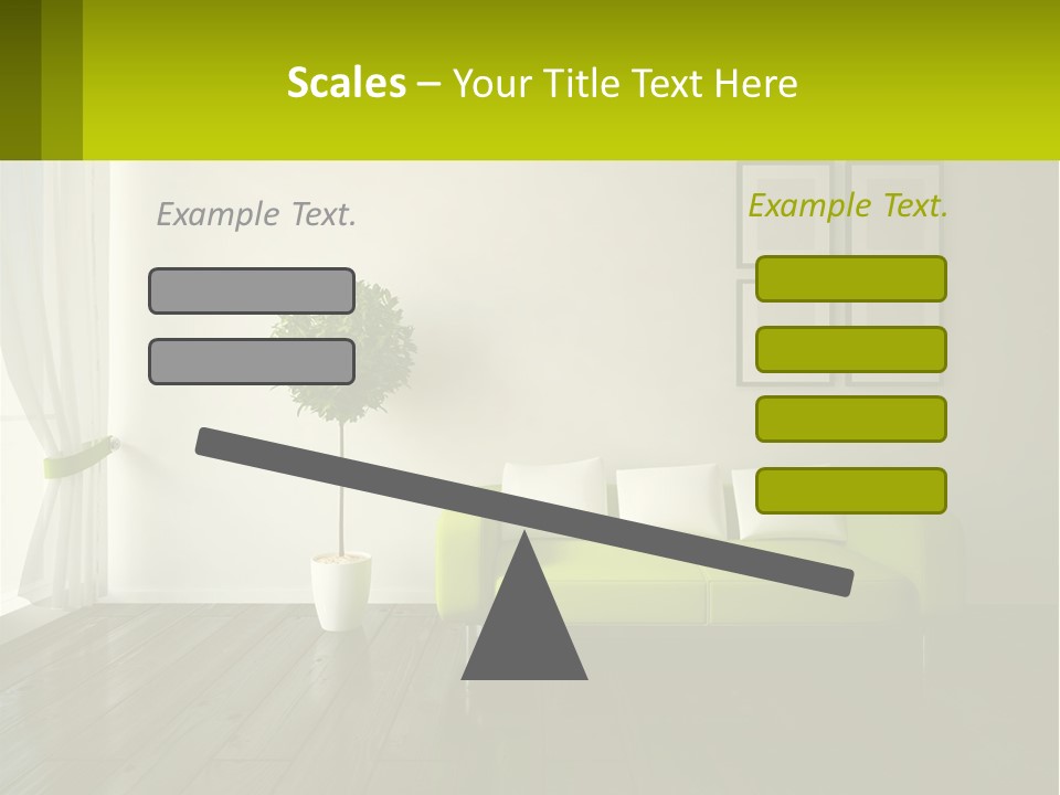 A Green Couch Sitting In A Living Room Next To A Window PowerPoint Template