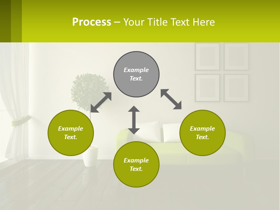 A Green Couch Sitting In A Living Room Next To A Window PowerPoint Template