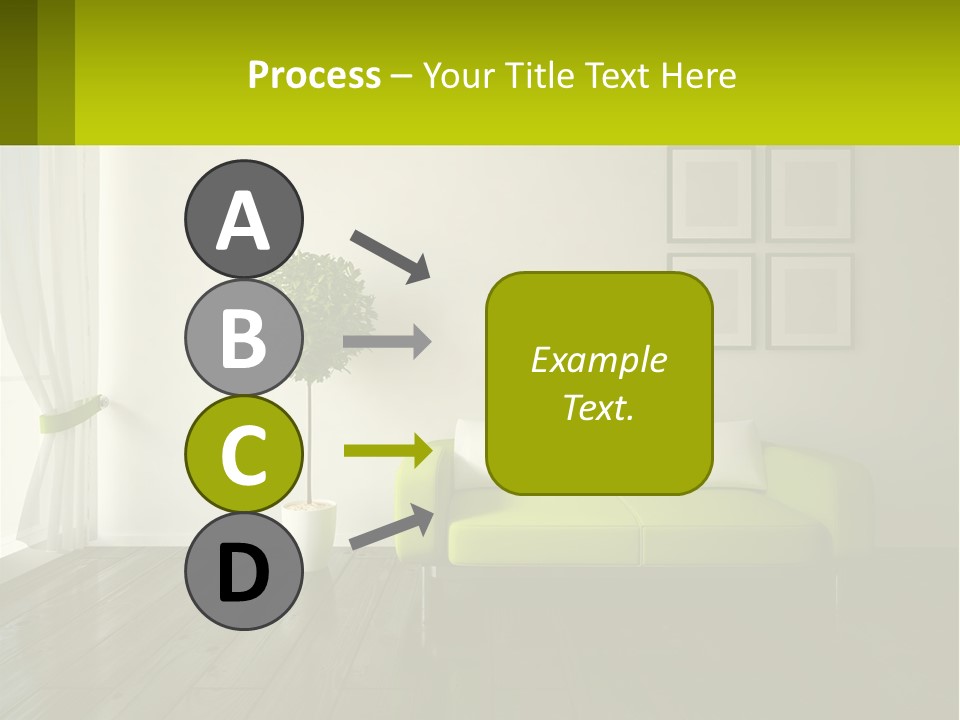 A Green Couch Sitting In A Living Room Next To A Window PowerPoint Template