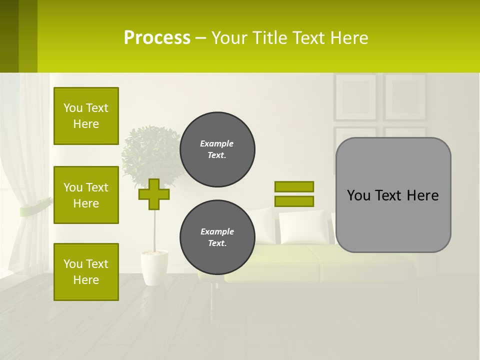 A Green Couch Sitting In A Living Room Next To A Window PowerPoint Template