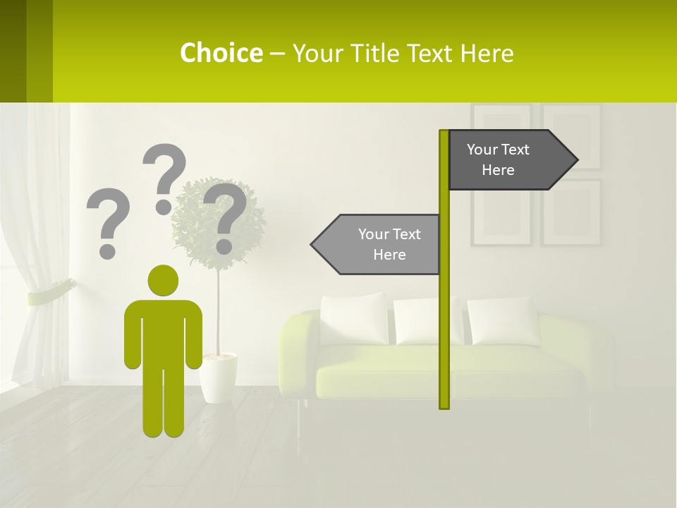 A Green Couch Sitting In A Living Room Next To A Window PowerPoint Template