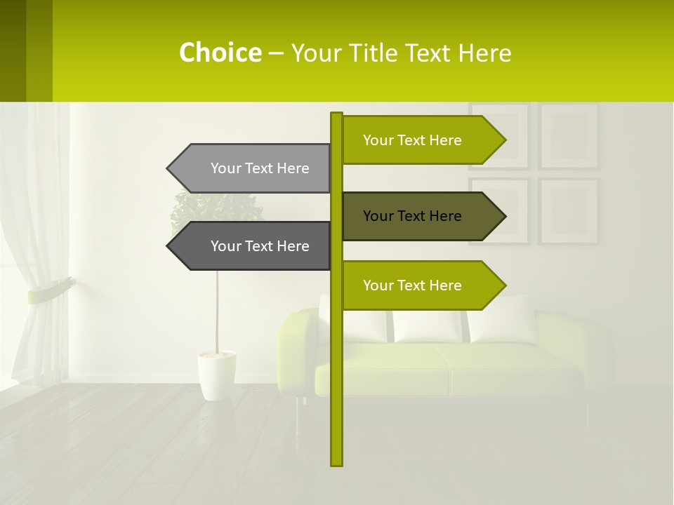 A Green Couch Sitting In A Living Room Next To A Window PowerPoint Template