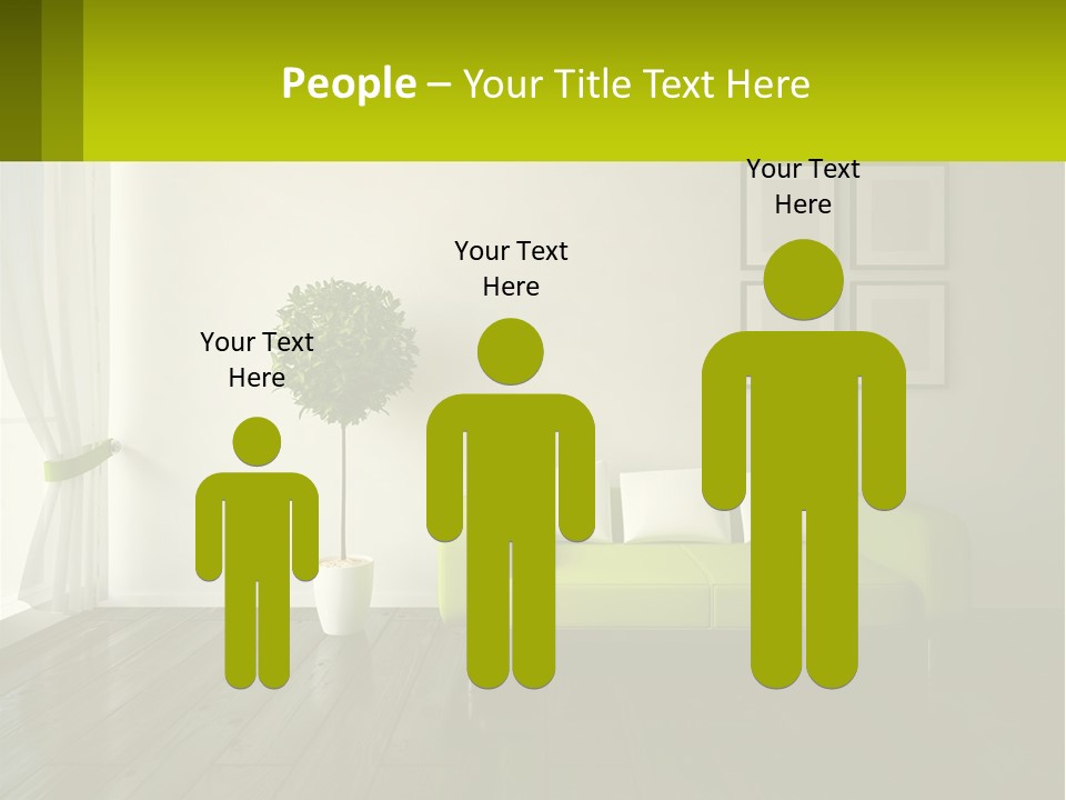 A Green Couch Sitting In A Living Room Next To A Window PowerPoint Template