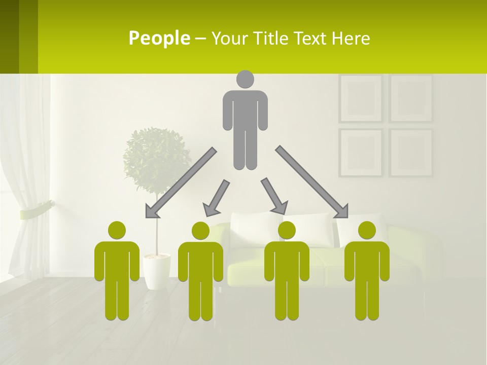 A Green Couch Sitting In A Living Room Next To A Window PowerPoint Template