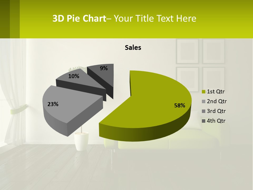 A Green Couch Sitting In A Living Room Next To A Window PowerPoint Template