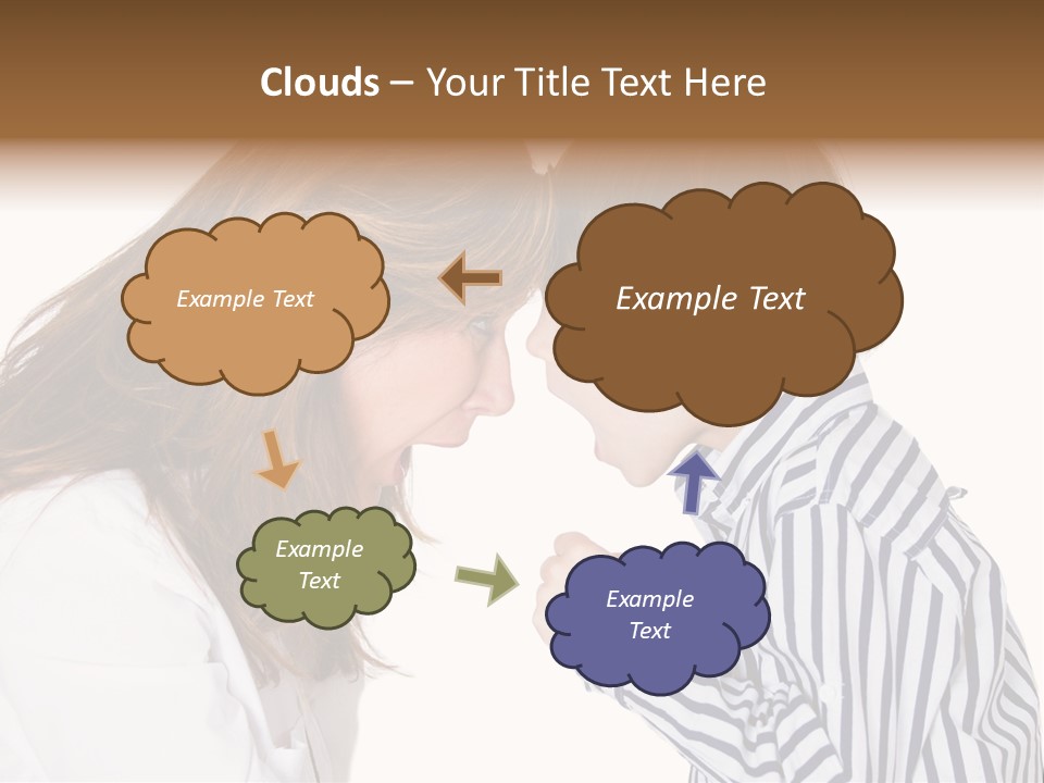 A Woman And A Young Boy Are Shouting At Each Other PowerPoint Template