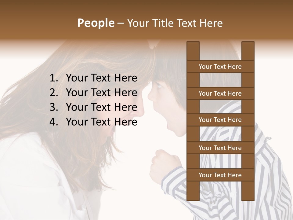 A Woman And A Young Boy Are Shouting At Each Other PowerPoint Template