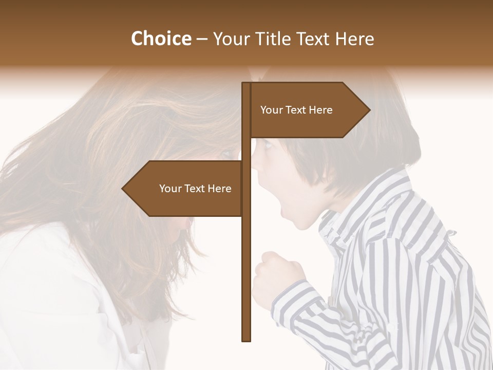 A Woman And A Young Boy Are Shouting At Each Other PowerPoint Template
