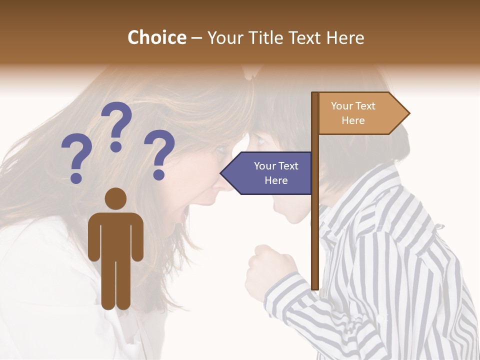 A Woman And A Young Boy Are Shouting At Each Other PowerPoint Template