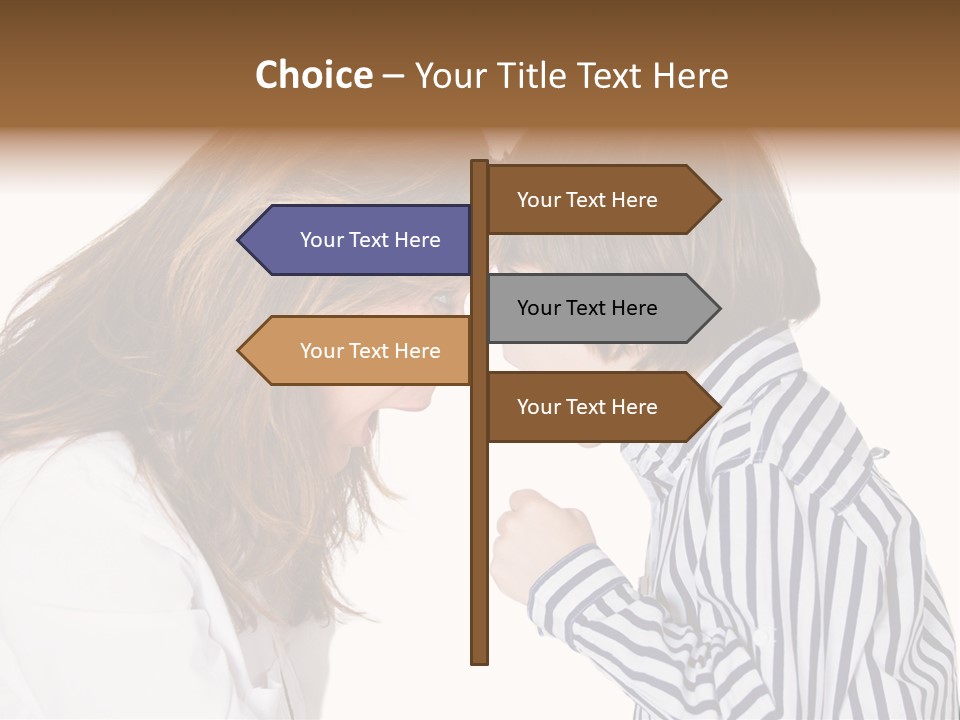 A Woman And A Young Boy Are Shouting At Each Other PowerPoint Template