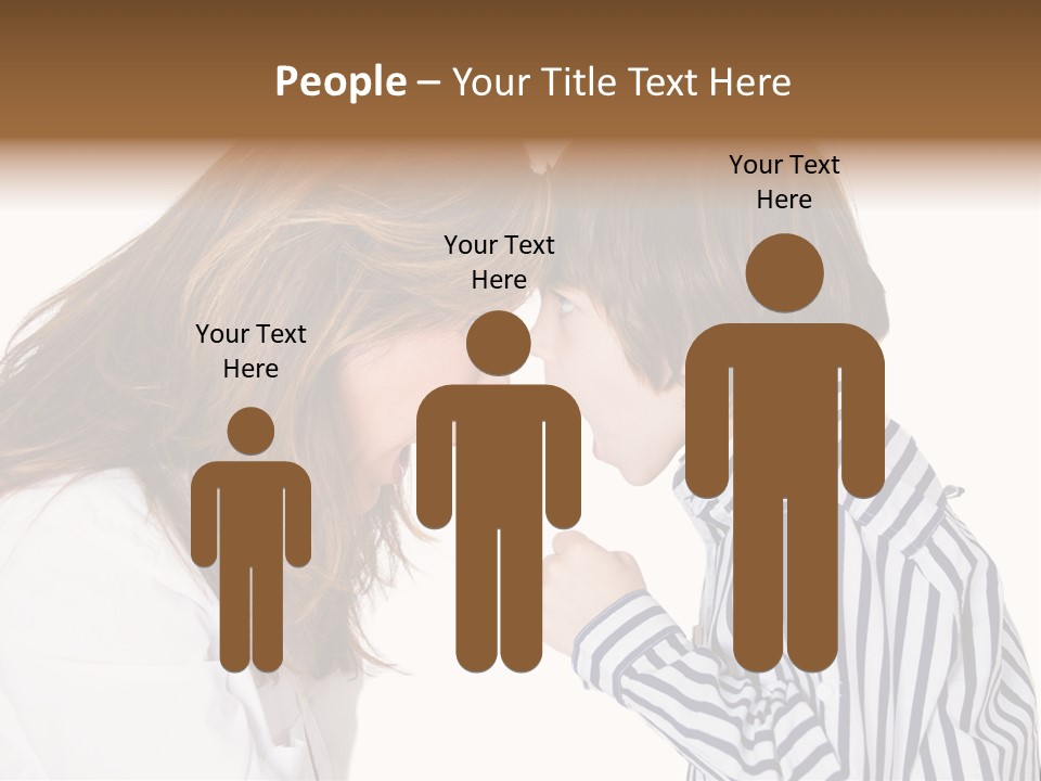 A Woman And A Young Boy Are Shouting At Each Other PowerPoint Template