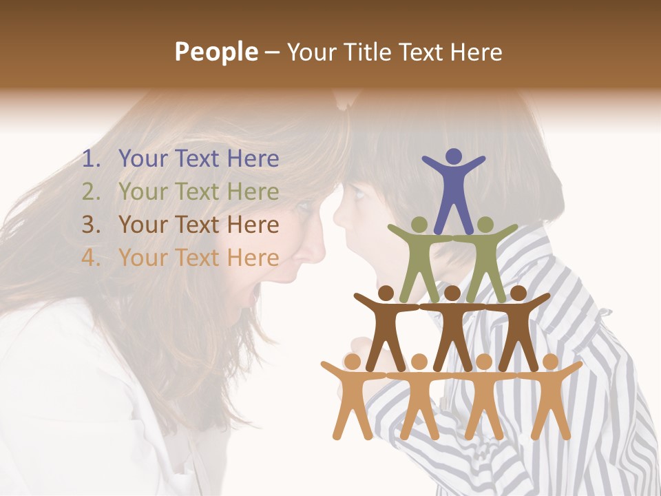 A Woman And A Young Boy Are Shouting At Each Other PowerPoint Template