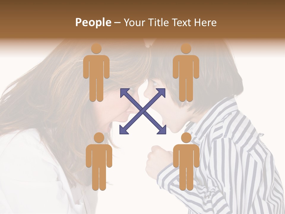 A Woman And A Young Boy Are Shouting At Each Other PowerPoint Template