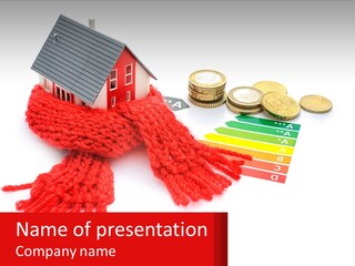 A House With A Red Scarf Next To Money PowerPoint Template