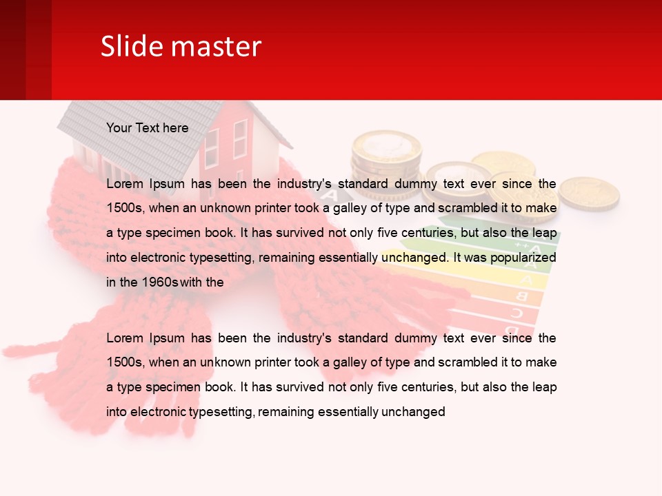 A House With A Red Scarf Next To Money PowerPoint Template