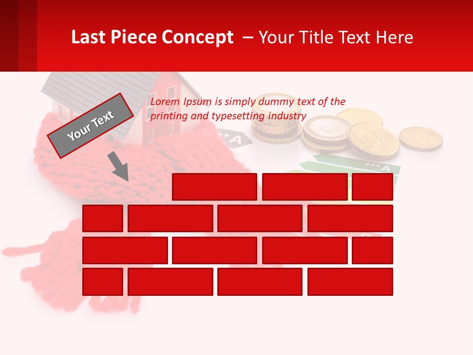 A House With A Red Scarf Next To Money PowerPoint Template