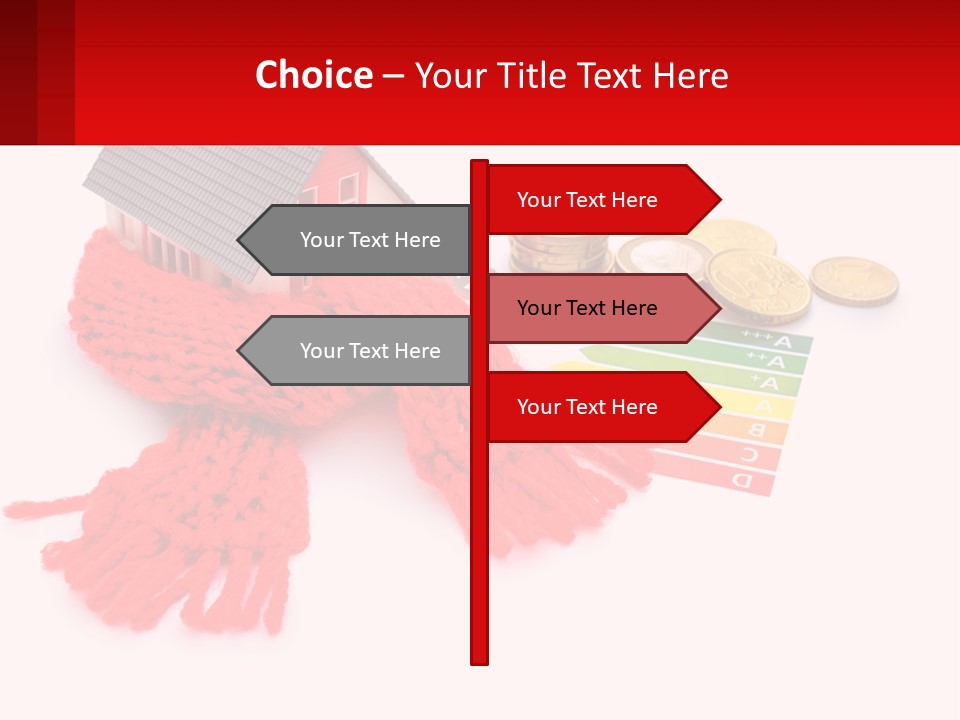 A House With A Red Scarf Next To Money PowerPoint Template