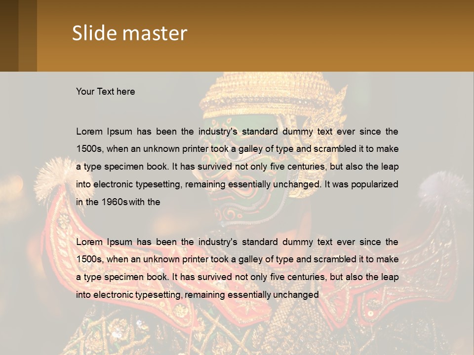A Man With A Green And Gold Mask On His Face PowerPoint Template