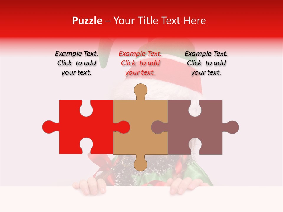 A Little Girl Wearing A Santa Hat And Holding A Present PowerPoint Template