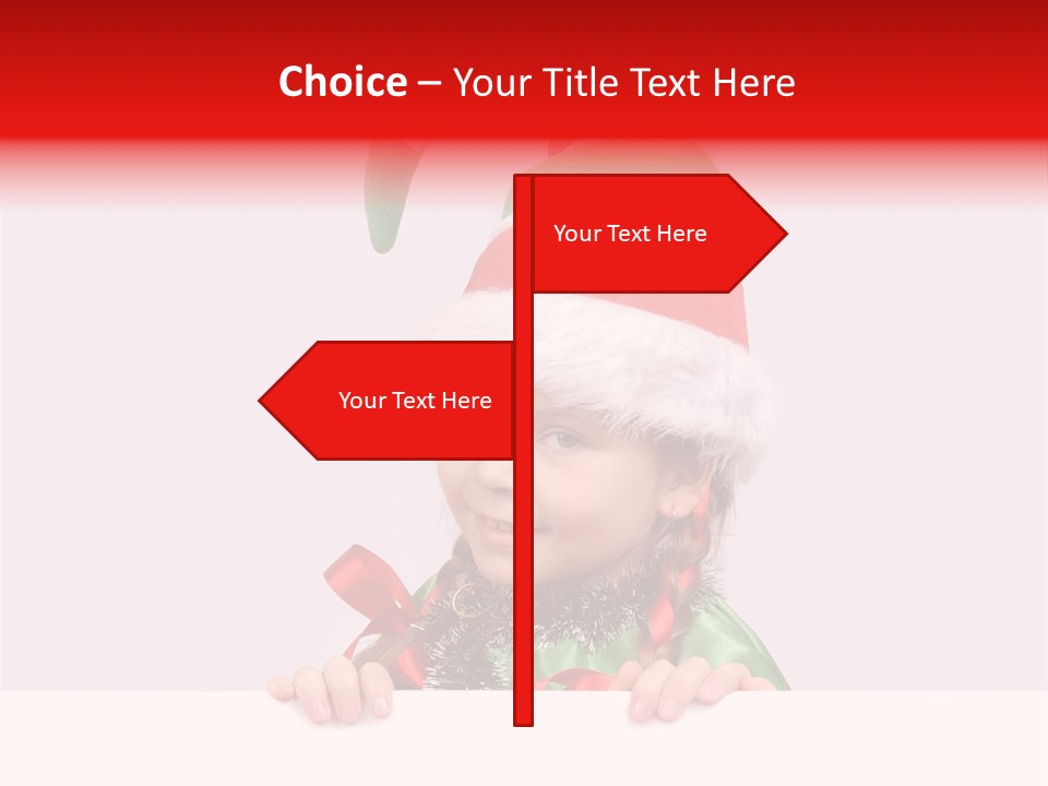 A Little Girl Wearing A Santa Hat And Holding A Present PowerPoint Template