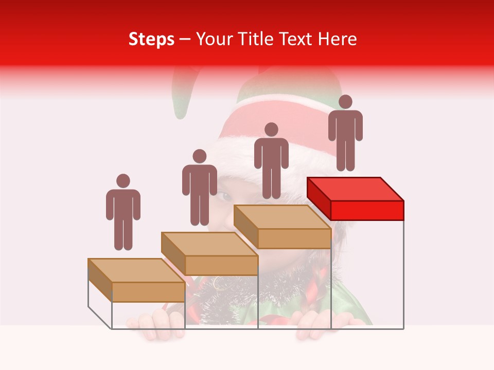 A Little Girl Wearing A Santa Hat And Holding A Present PowerPoint Template