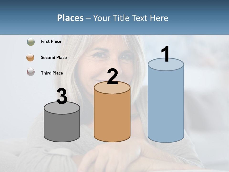 A Woman Sitting On A Couch Smiling For The Camera PowerPoint Template