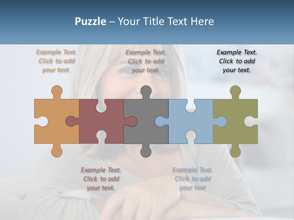 A Woman Sitting On A Couch Smiling For The Camera PowerPoint Template