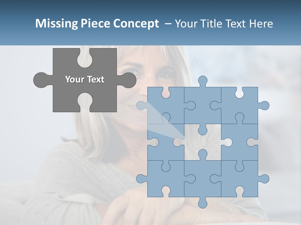 A Woman Sitting On A Couch Smiling For The Camera PowerPoint Template