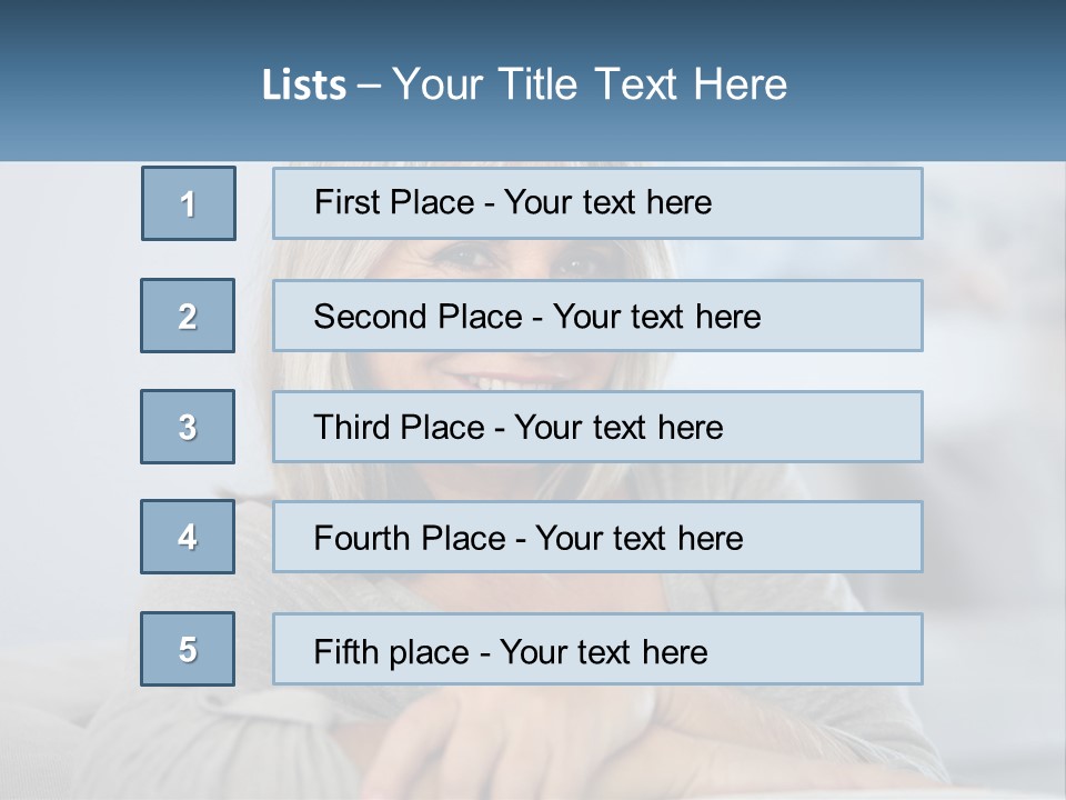 A Woman Sitting On A Couch Smiling For The Camera PowerPoint Template