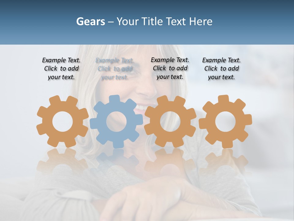 A Woman Sitting On A Couch Smiling For The Camera PowerPoint Template