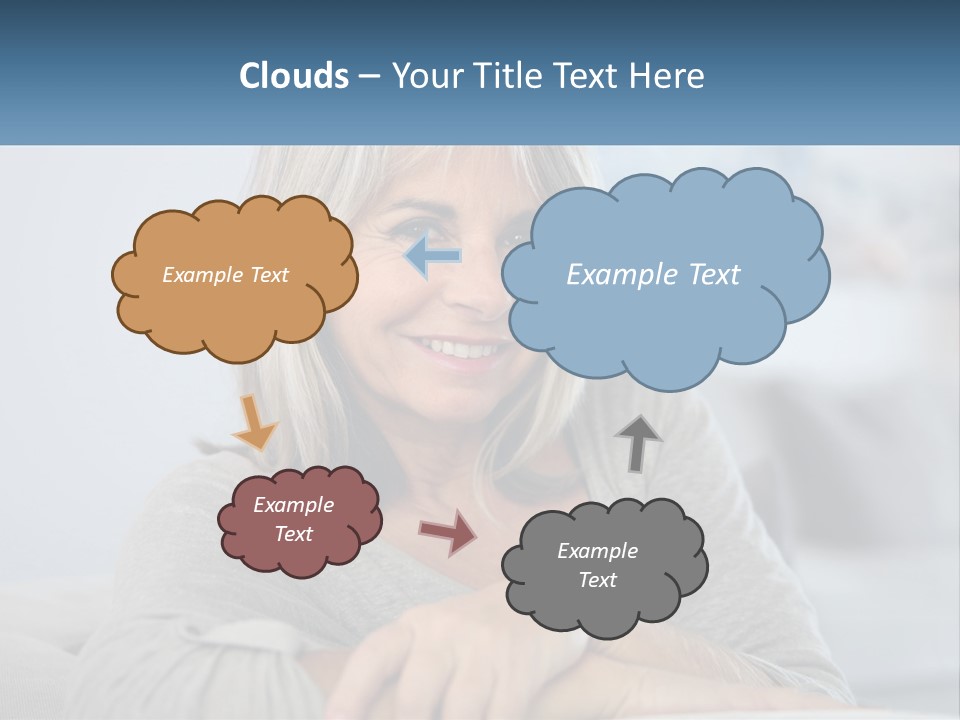 A Woman Sitting On A Couch Smiling For The Camera PowerPoint Template