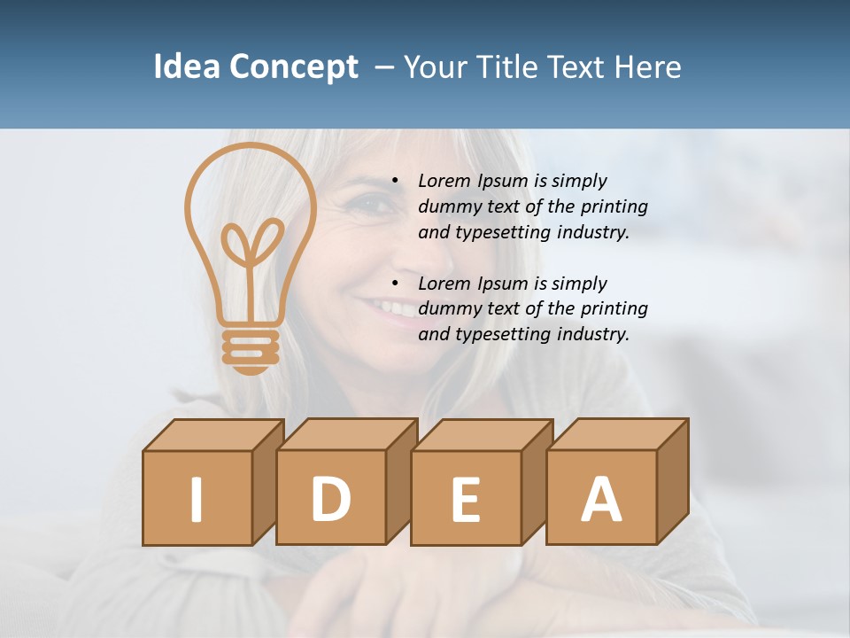 A Woman Sitting On A Couch Smiling For The Camera PowerPoint Template