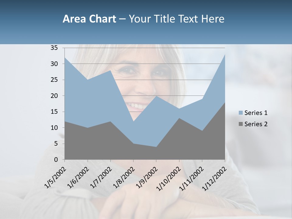 A Woman Sitting On A Couch Smiling For The Camera PowerPoint Template