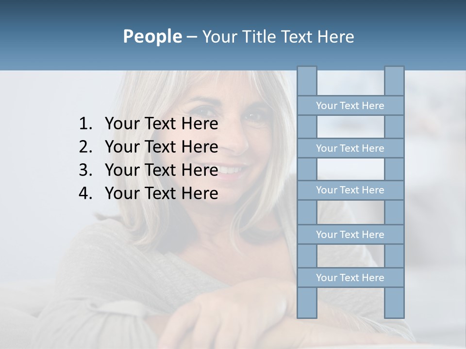 A Woman Sitting On A Couch Smiling For The Camera PowerPoint Template